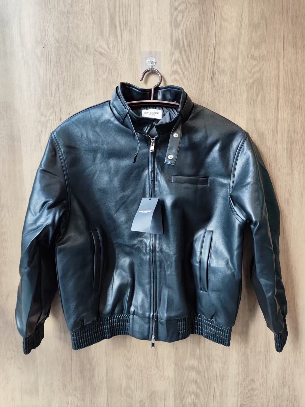 💌Saint Laurent Black Leather Zip-Front Jacket